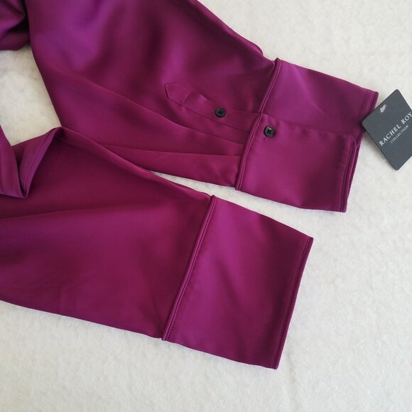 Rachel Roy Collection Satin Blouse Victorian Violet PLUS SIZE 24W Stretch Purple - Picture 7 of 12